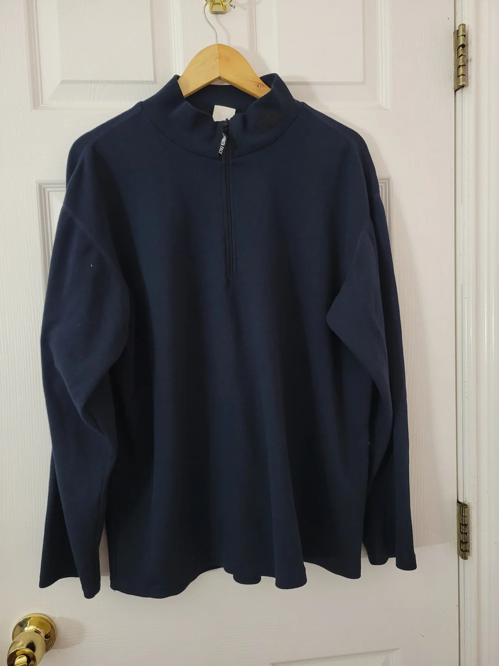 The North Face Men's Large Navy Blue 1/4 Zip Fleece Pullover Sweater A579